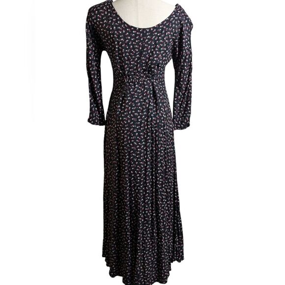 All That Jazz Vintage Black Floral Cottagecore Maxi Dress - Picture 3 of 7